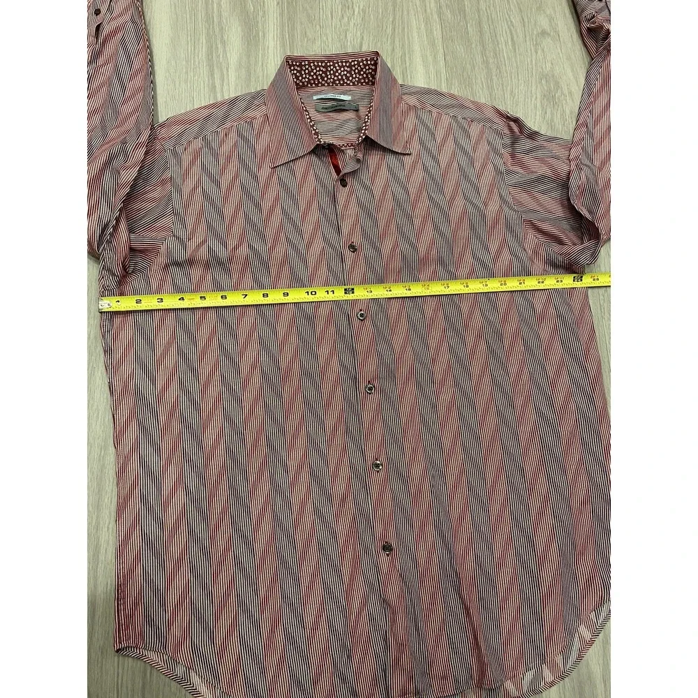 Johnston Murphy Mens L/S Geometric Tailored Fit Red Dress Shirt Size Large L EUC